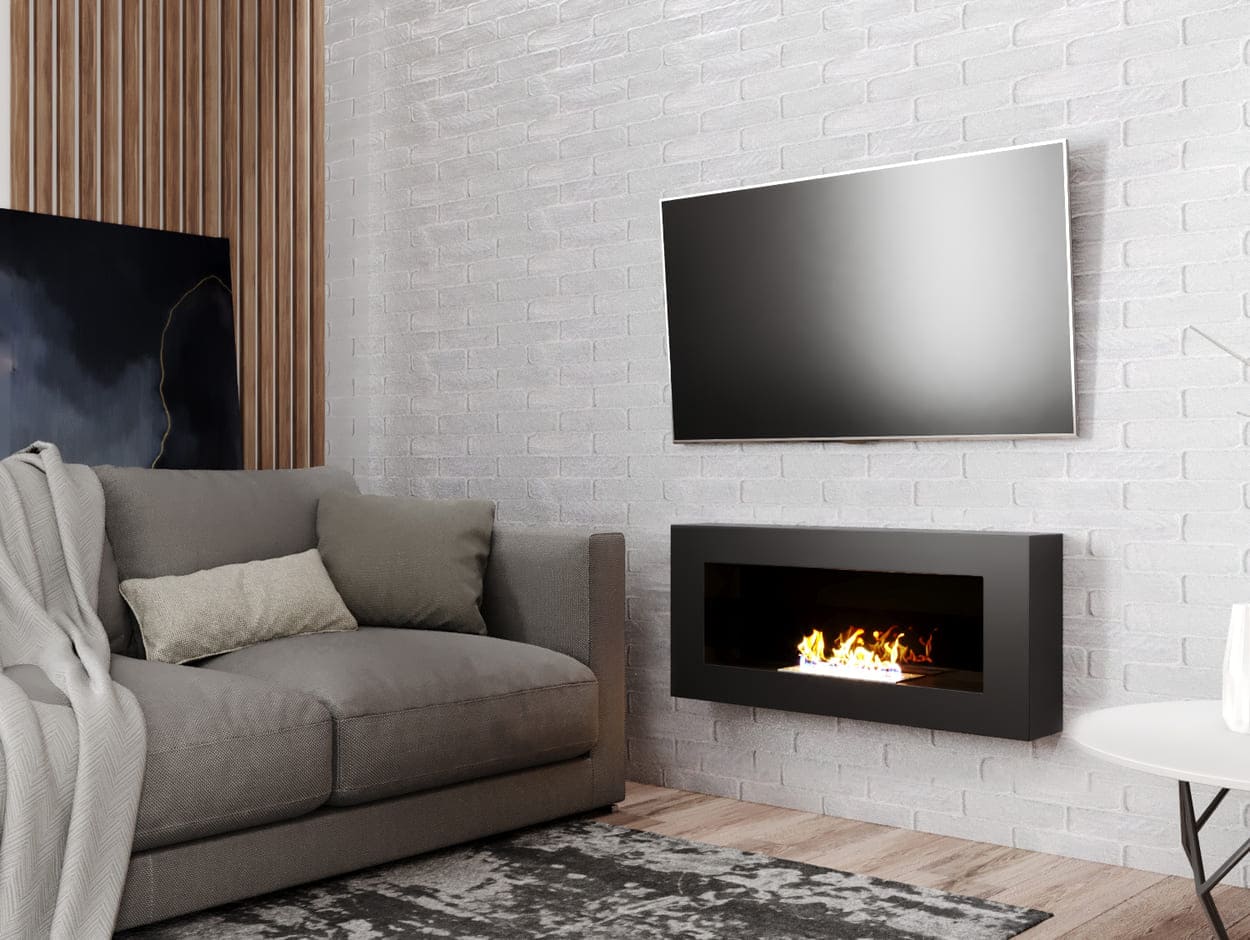 Биокамин "Русский огонь" Лайт 900N настенный с декоративным стеклом (стемалитом) по цене 24 600 руб.