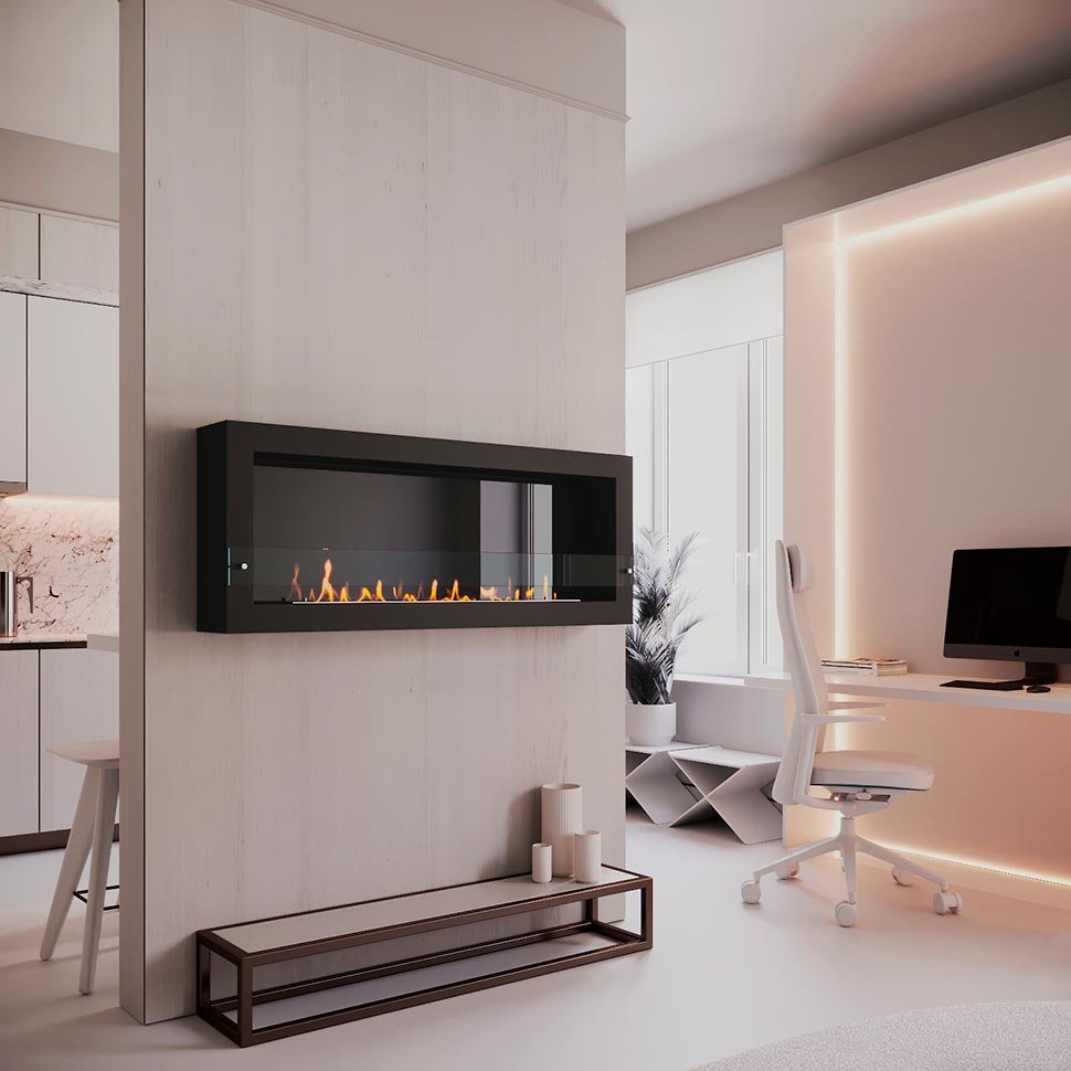 Биокамин SteelHeat WALL ONE 1400 черный, стекло по цене 60 690 руб.