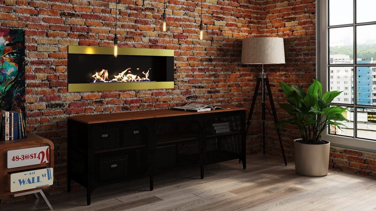 Биокамин "Русский огонь" Голд 1200N настенный с декоративным стеклом (стемалитом) по цене 46 650 руб.