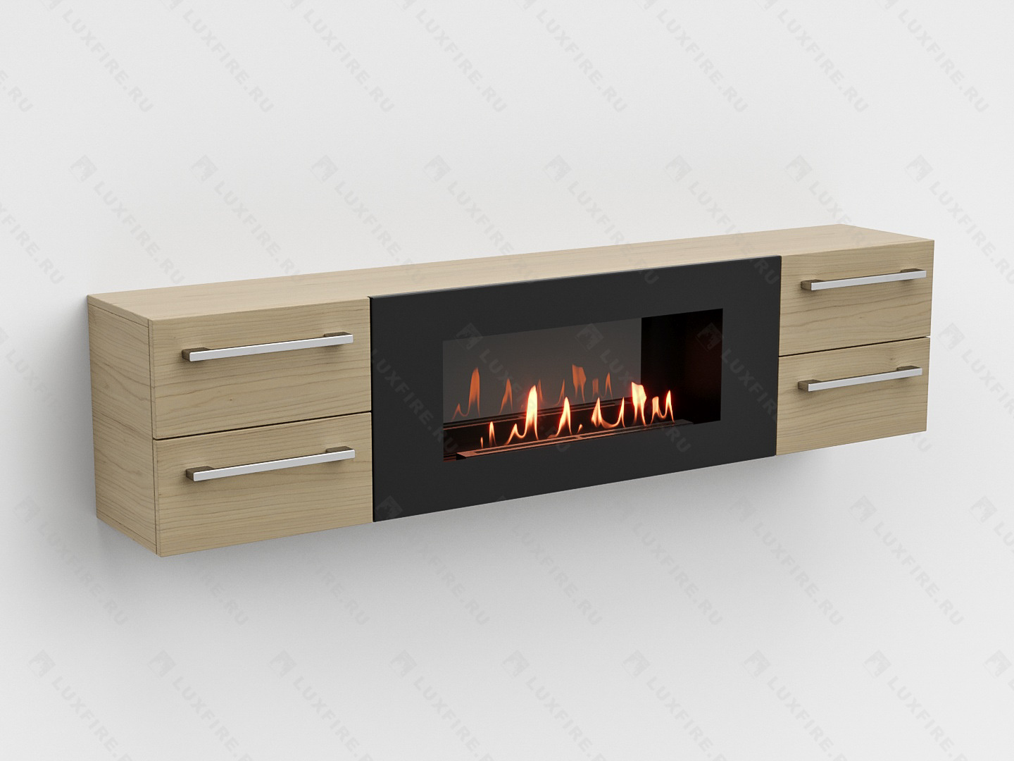 Тумба ТВ Lux Fire "Нева" настенная 1700 матовая, светлый дуб с биокамином 900 по цене 99 070 руб.