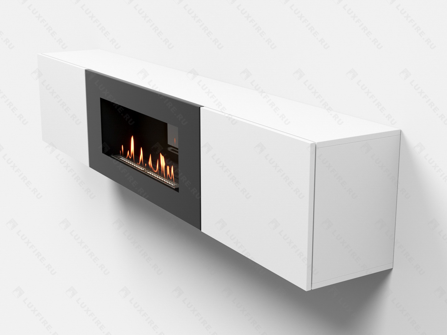Тумба ТВ Lux Fire "Ладога" настенная 1800 матовая, белая с биокамином 900 по цене 89 397 руб.
