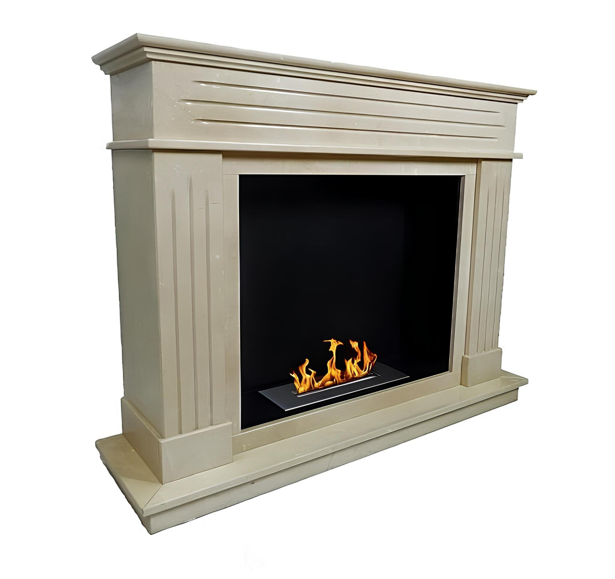 Биокамин в мраморном портале "Русский огонь" Варшава Crema Marfil по цене 206 000 руб.